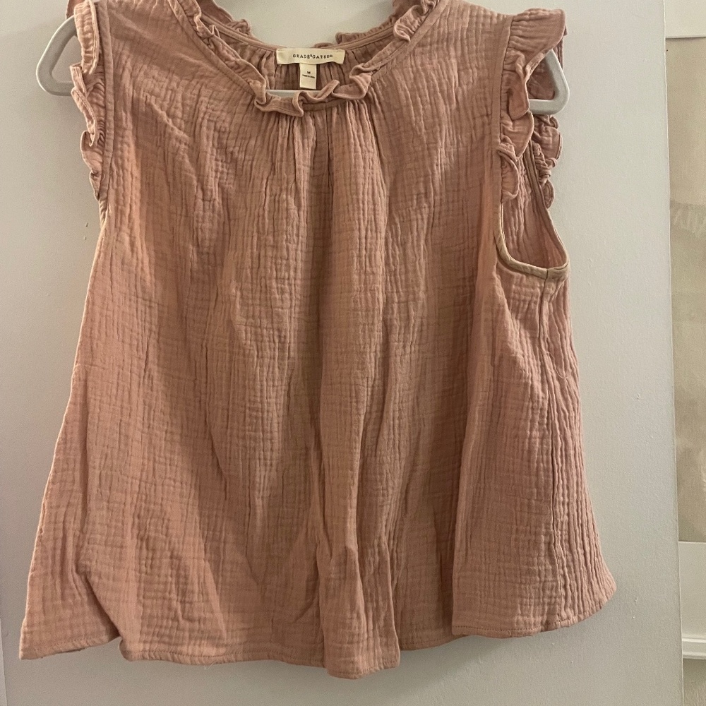 Grade & Gather Cotton Sleeveless Blouse, M